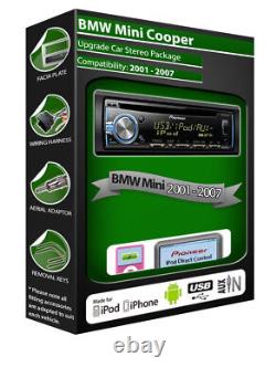 BMW Mini CD player, Pioneer headunit plays iPod iPhone Android USB AUX in
