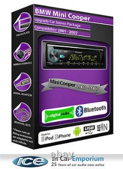 BMW Mini Cooper DAB radio, Pioneer stereo CD USB player, Bluetooth handsfree kit