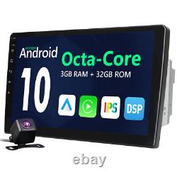CAM+10.1 Touch Screen Android 10 8Core 2 DIN Car Stereo Radio GPS CarPlay Audio