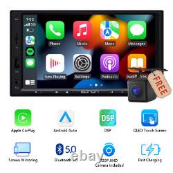 CAM+Wireless CarPlay Android Auto 7 inch Qled 2 Din Car Stereo Radio GPS Sat Nav