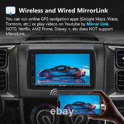 CAM+Wireless CarPlay Android Auto 7 inch Qled 2 Din Car Stereo Radio GPS Sat Nav