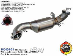 Exhaust Downpipe 64mm with racing cat for Mini Cooper S R56 R57 R60 Peugeot 207
